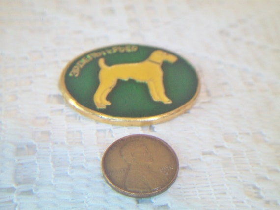 Vintage Oval Green Russian Dog Badge Pin Collecti… - image 2