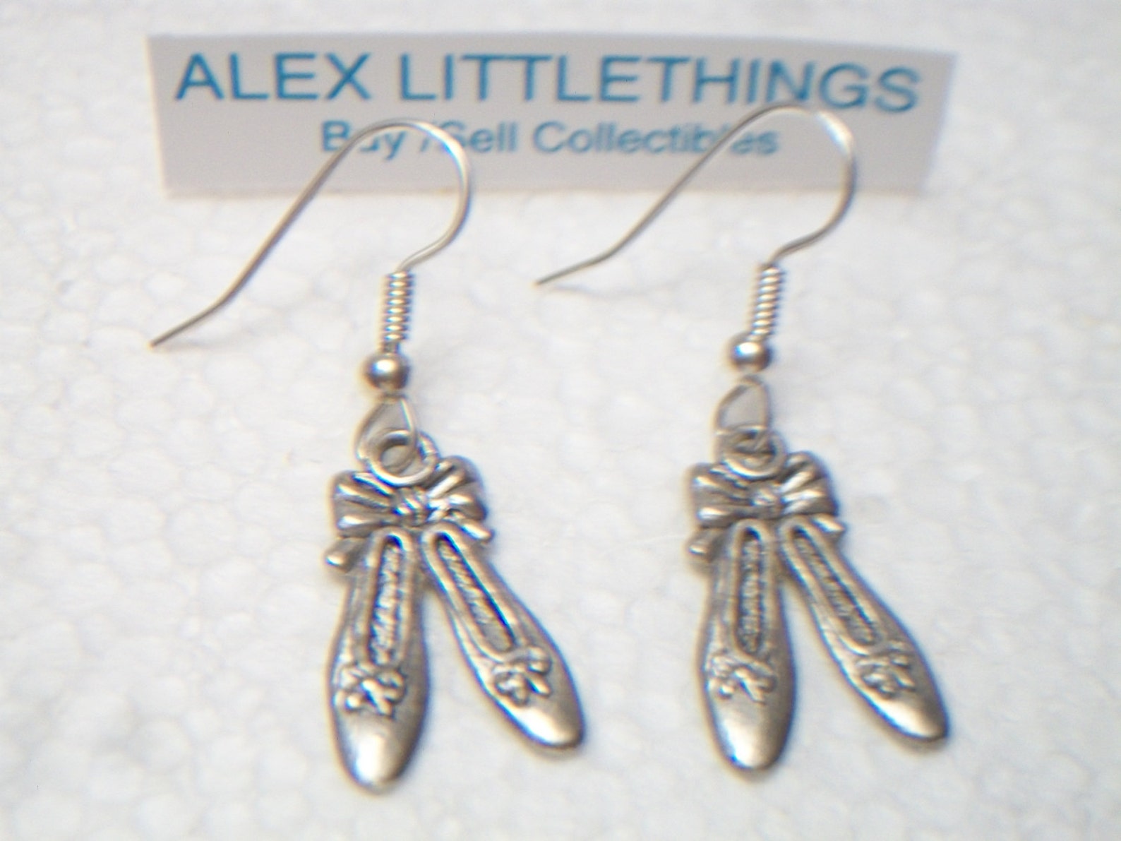 ballet slipper dangle earrings silver tone ballerina charm jewelry fashion accessories for her hand made