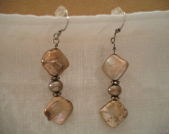 Brown Freshwater Pearl Earrings Geometric Dangle Drop Mocha Chocolate Jewelry Fashion Accessories For Her