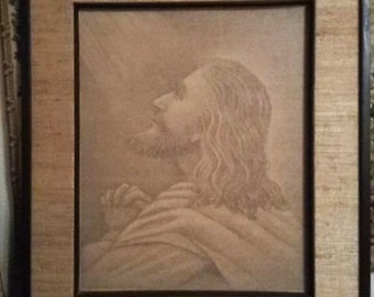 Jesus Christ Raised Letter Art Real By Gwang Hyuk Rhee/ Framed Eddy Chang Korean Fine Arts Antiques Religious God Our Lord Vintage