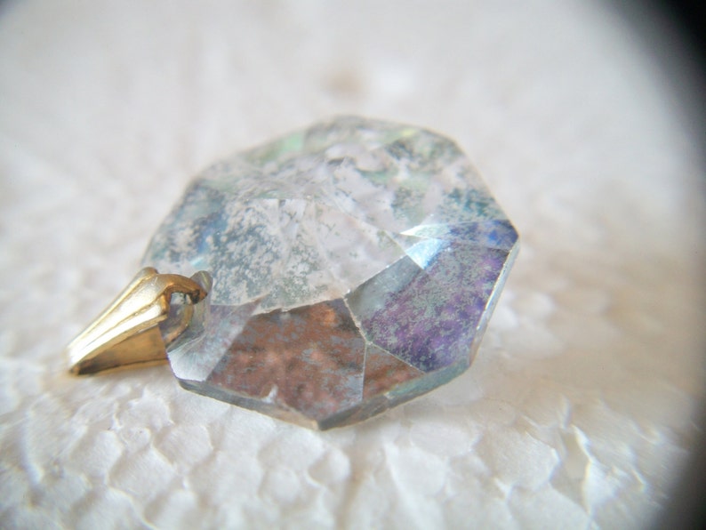 Crystal Octagon Pendant Geometric Shape Faceted Vintage Etsy