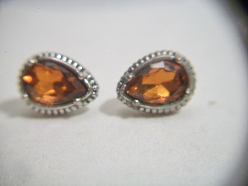 Pear Shape Topaz Glass Earrings Tear Drop Faceted Amber Brown Vintage Costume Jewelry Fashion Accessories For Her