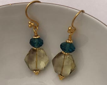 Lemon Quartz's Blue Topaz Vermeil Earrings