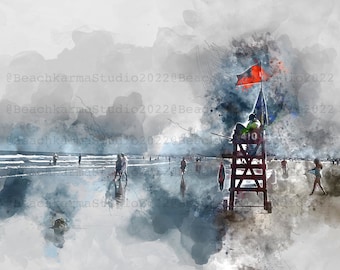 New Smyrna Beach Lifeguard Watercolor Art Print