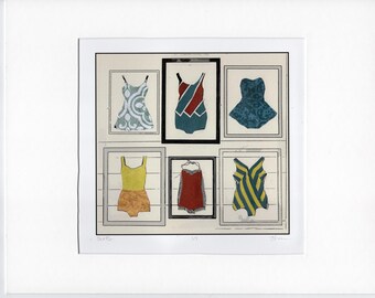 Suits - Cut Paper Collage of Vintage Bathing Suits