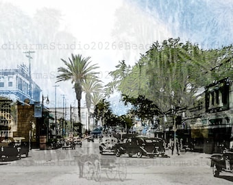 Canal Street New Smyrna Beach Though History Watercolor Print: Historic Coastal Seascape Art