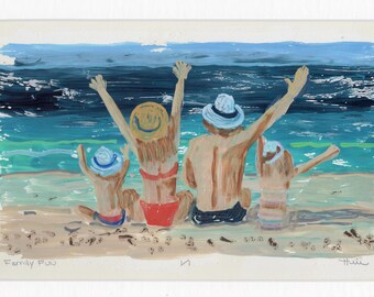 Family Fun - Original Monotype Acrylic on Gelliplate