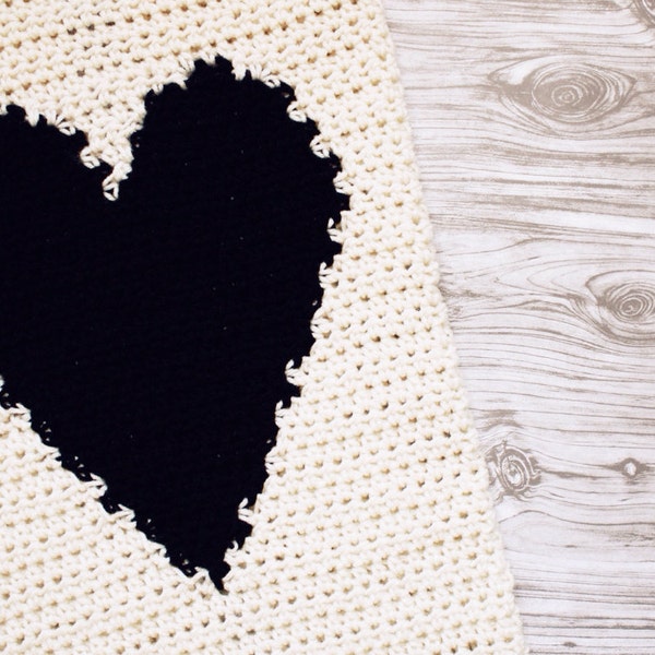 Crochet Heart Love Blanket Throw Baby Unisex Home Knit Decor Custom in ANY COLORS