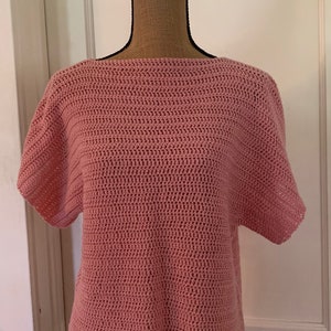 Beautiful Vintage Hand Knit Short Sleeve Pink Sweater image 2