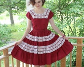 Vintage 1950 39 s Bettina Of Miami Burgundy Dress With Lace Trim