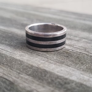 Vintage 1990's Sterling Silver Band / Ring With Black Stripes - Etsy