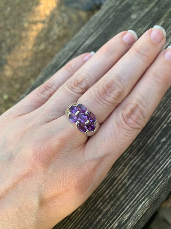 Vintage 1980's Sterling Silver And Amethyst Ring - image 2