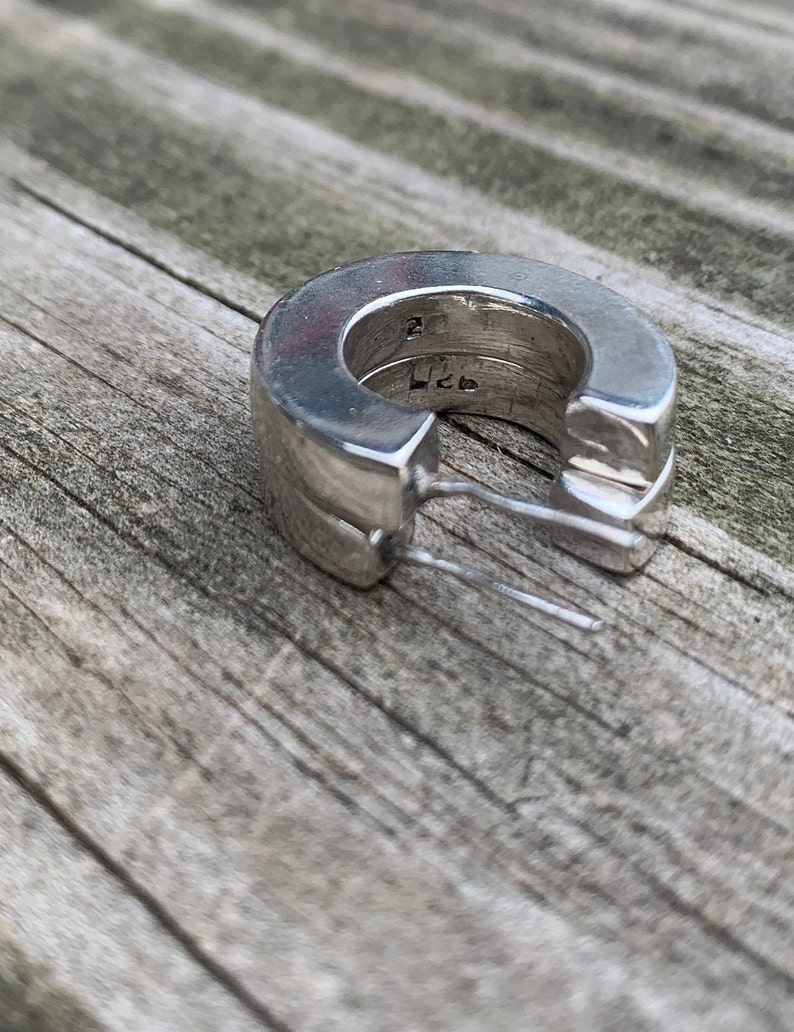 Vintage 1990/'s Sterlng SIlver Hoop Earrings Square Shaped Free Shipping