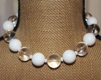 Vintage 1950's - 1960's Fabulous Hobé Necklace With Large Lucite Beads