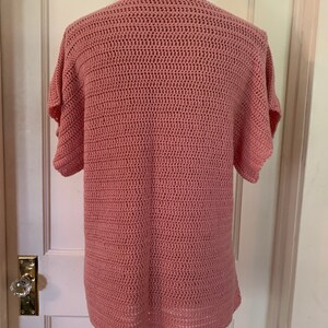 Beautiful Vintage Hand Knit Short Sleeve Pink Sweater image 7