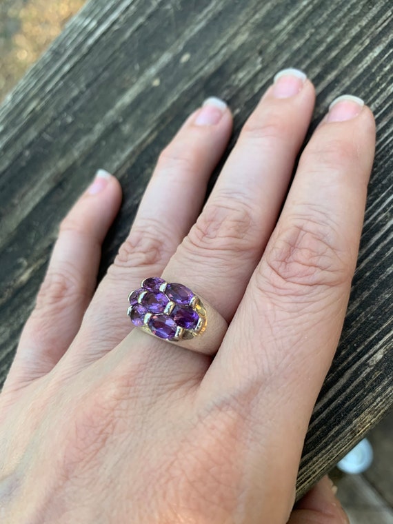 Vintage 1980's Sterling Silver And Amethyst Ring - image 5