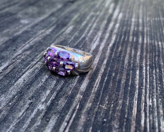 Vintage 1980's Sterling Silver And Amethyst Ring - image 4