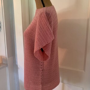 Beautiful Vintage Hand Knit Short Sleeve Pink Sweater image 6