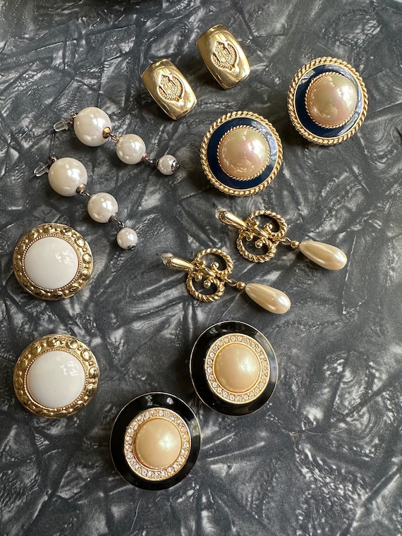 Vintage 1990’s Set Of 6 Pair Of Pierced Earrings