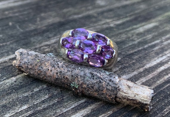 Vintage 1980's Sterling Silver And Amethyst Ring - image 1