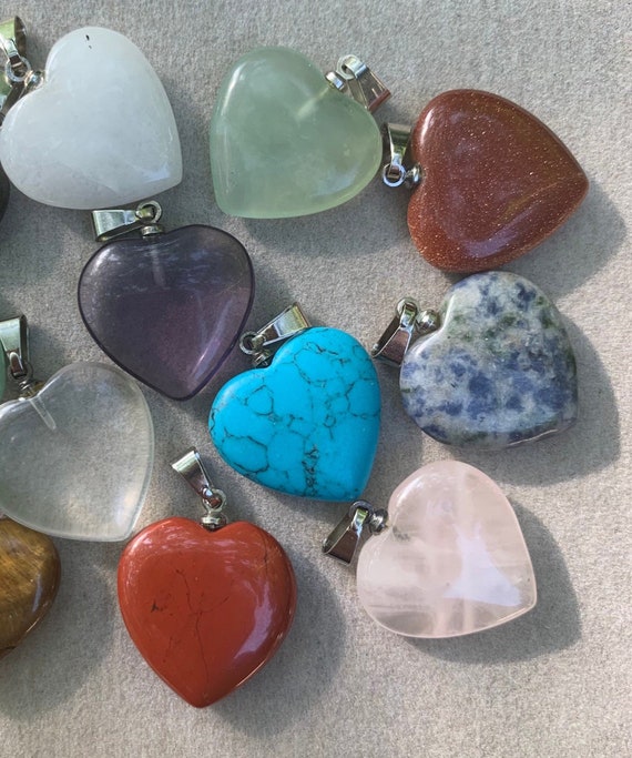 ★VINTAGE HOLLYWOOD★ Gemstone Heart Necklace Hollywood Crystal Heart Necklace - Pendant Necklaces | Sweet