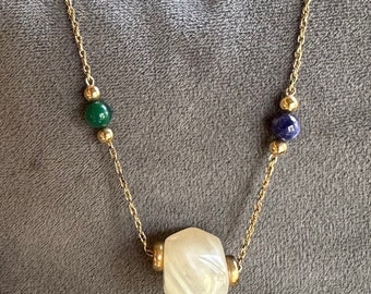 Gorgeous Vintage Gold Filled Necklace With Beautiful Center Quartz Pendant