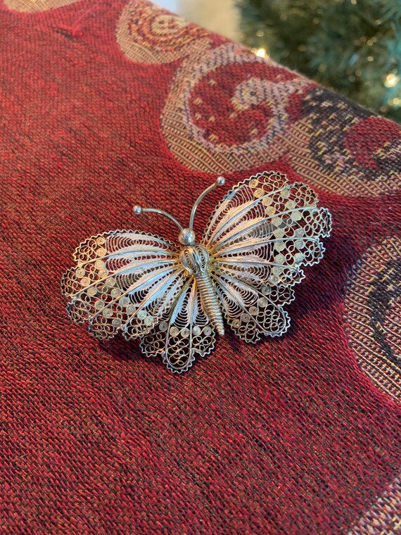 Vintage 1930's - 1940's Sterling Silver Filigree … - image 2