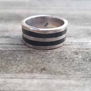 Vintage 1990's Sterling Silver Band / Ring With Black Stripes - Etsy
