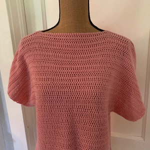 Beautiful Vintage Hand Knit Short Sleeve Pink Sweater image 1