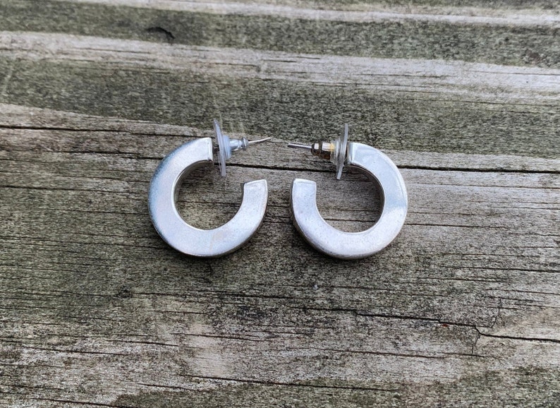 Vintage 1990/'s Sterlng SIlver Hoop Earrings Square Shaped Free Shipping