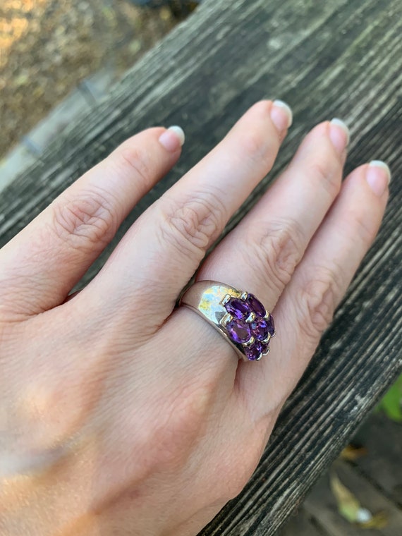 Vintage 1980's Sterling Silver And Amethyst Ring - image 6