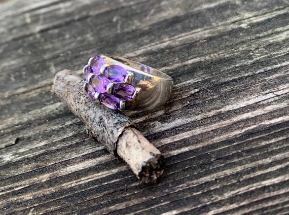 Vintage 1980's Sterling Silver And Amethyst Ring - image 7
