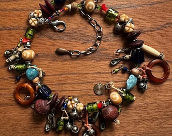 Vintage Heavily Beaded Necklace With Extender Chain