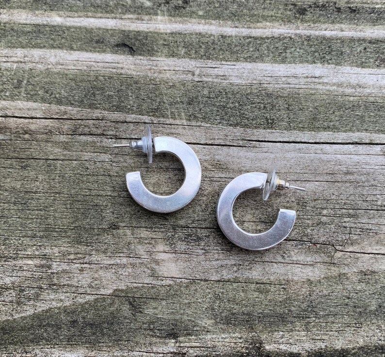 Vintage 1990/'s Sterlng SIlver Hoop Earrings Square Shaped Free Shipping