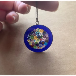 Vintage 1960’s - 1970’s Necklace With Gorgeous Round Murano Glass Millefiori Pendant