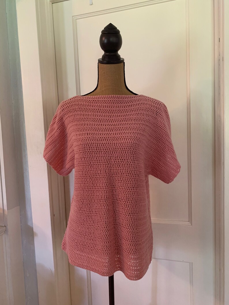 Beautiful Vintage Hand Knit Short Sleeve Pink Sweater image 2