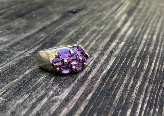 Vintage 1980's Sterling Silver And Amethyst Ring - image 3