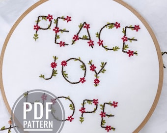 Minimalist Floral Alphabets Embroidery PDF Pattern