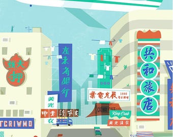 Stampa artistica di Kai Tak - Il primo aeroporto di Hong Kong. A2