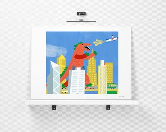 Godzilla a Hong Kong (stampa a pigmenti in edizione limitata)