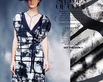 Op art Print Stretch Silk Satin Fashion Fabric By The Yard Width 46 inch