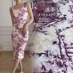 Exotic Floral Print Stretch Real Silk Charmeuse Fabric Flower Printed Soft Satin Fabrics Cloth for Fashion Width 47 inch