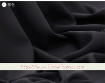 Tissus de Crêpe de Soie Stretch Noir pour Vetement au Mètre Tissu habillement