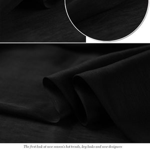 Solid Black Silk Linen Blend Fabric Fabrics for Sewing Width 55 inch