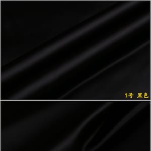 Solid Black Silk Charmeuse Crepe Satin Fabric By The Yard or Metre Width 44 inch 40 Momme