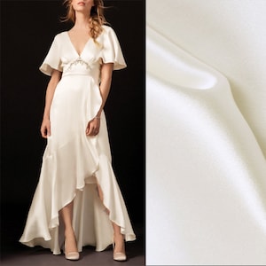 30 Momme Solid Ivory White Pure Silk Charmeuse Fabric Fabrics By The Yard or Metre Width 44 inch