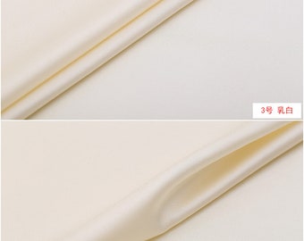 Tissu de Soie Double Joe Blanc ivoire Tissus Satin Stretch pour Vetement au Mètre
