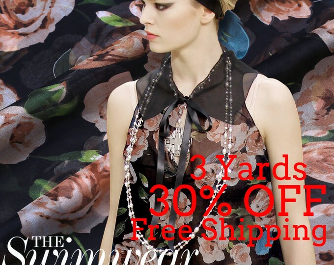 Picture Idea: Modern Graphic Print 100 Pure Silk Colorful Chiffon Fabric