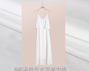 White 100% Pure Silk Habotai Lining Fabric By The Yard or Metre Width 55 inch 8 Momme