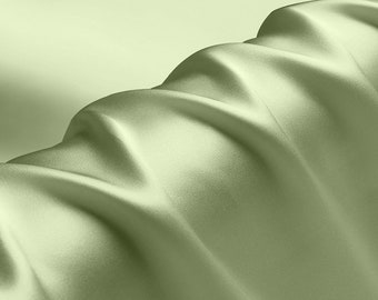 Tissu Crepe Satin en 100% Soie Pois Vert Tissus Charmeuse au Mètre